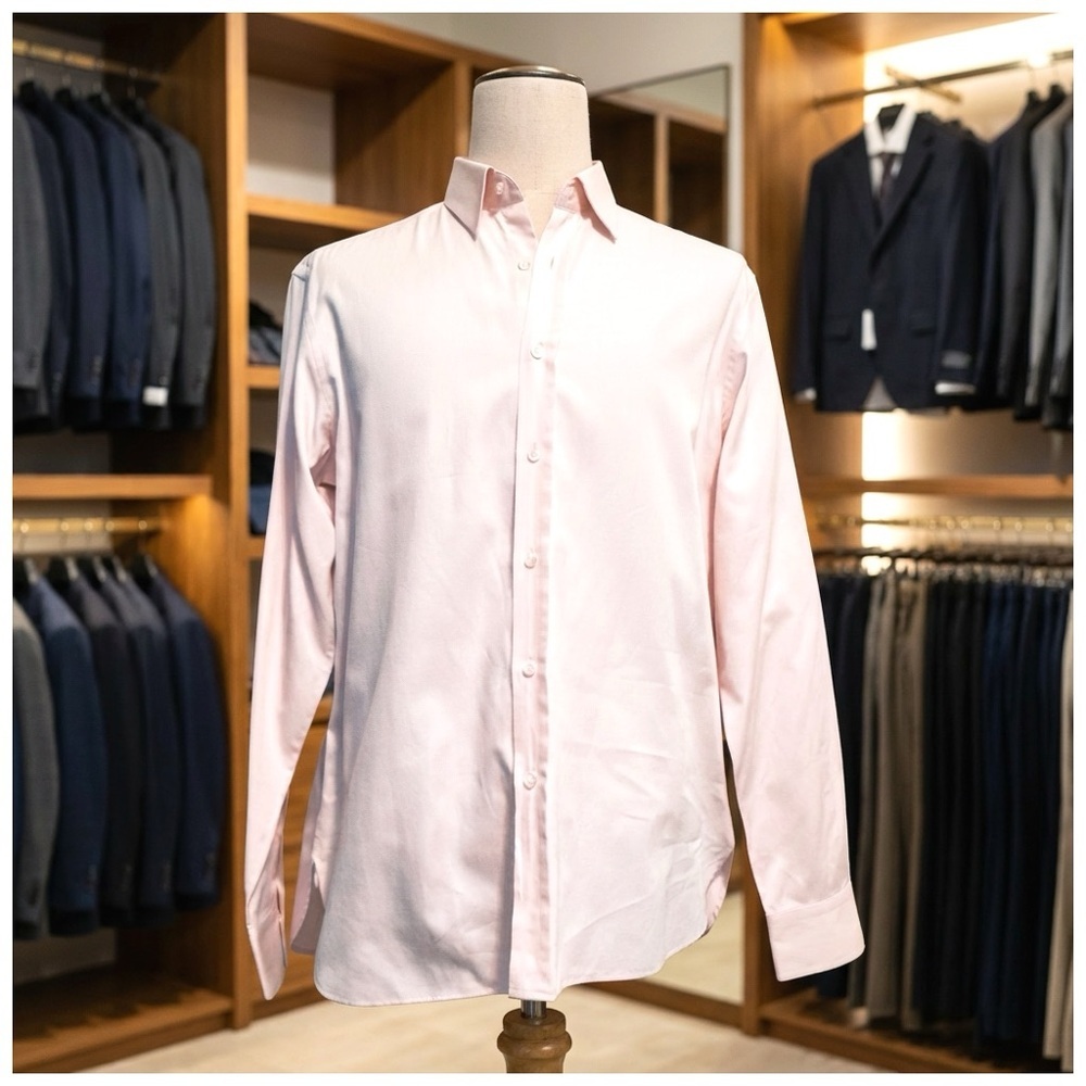 Brioni Men’s Pure Cotton Dress Shirt. Pink. 44” x 17.5”
